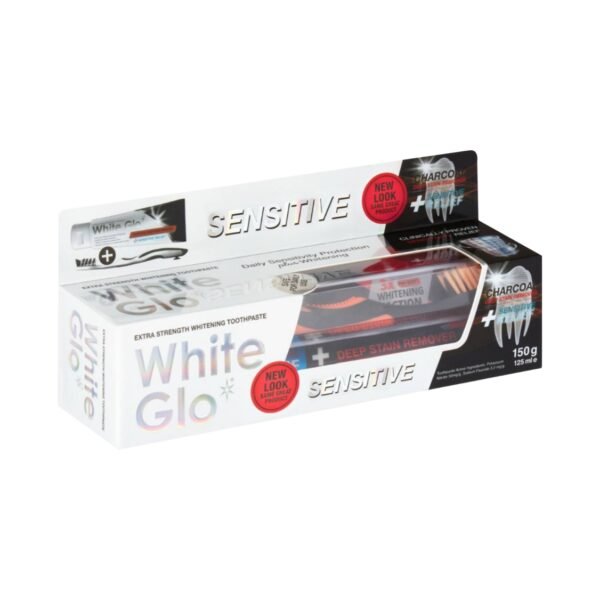 معجون أسنان وايت جلو للاسنان الحساسة لإزالة البقع العميقة بالفحم بحجم 150 جم