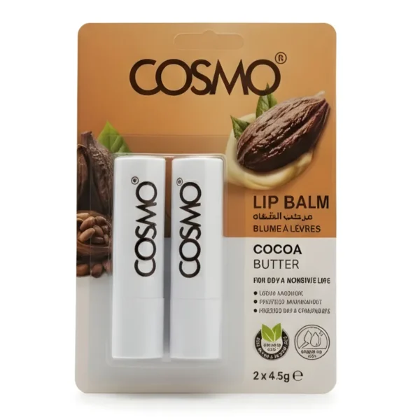 مرطب الشفاه كوزمو بزبدة الكاكاو 2 × 4.5 جرام / COSMO Lip Balm Cocoa Butter