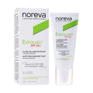 نوريفا اكسفولياك فلويد واقي شمس للبشرة الدهنية والمختلطة والمعرضة لحب الشباب SPF 50+ بحجم 40 مل /  Noreva Exfoliac Matifying Suncare Fluid SPF 50